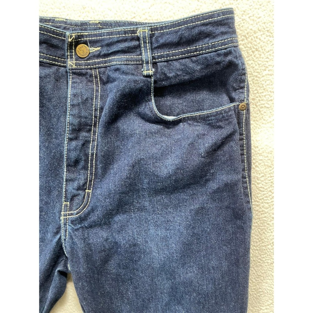 Vintage Jordache Mens 38 Jeans Dark Blue High Rise Straight Leg Thick Stitch - Picture 6 of 16